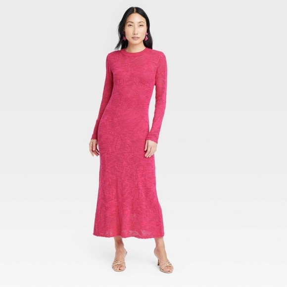 A New Day Pink Pull Over Maxi Medium Dress Long Sleeves BNWT - Picture 4 of 11